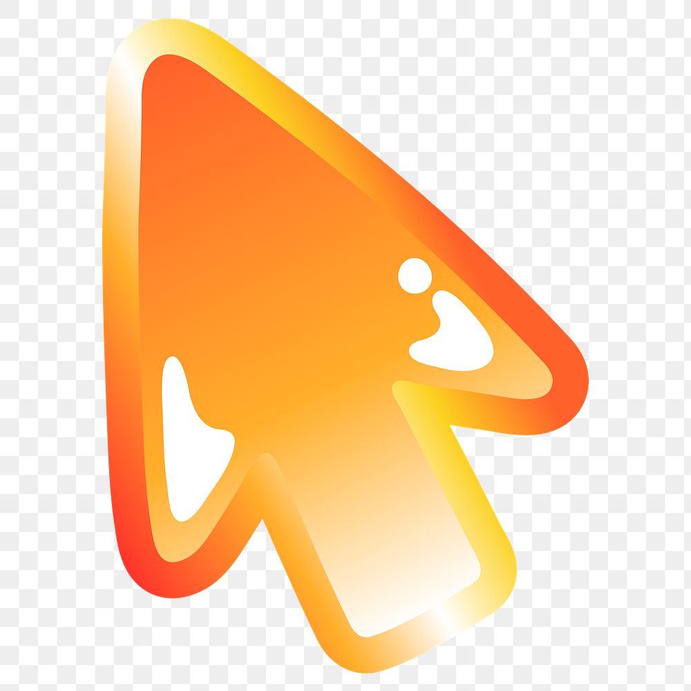 Cursor mouse icon png cute funky orange shape, transparent background