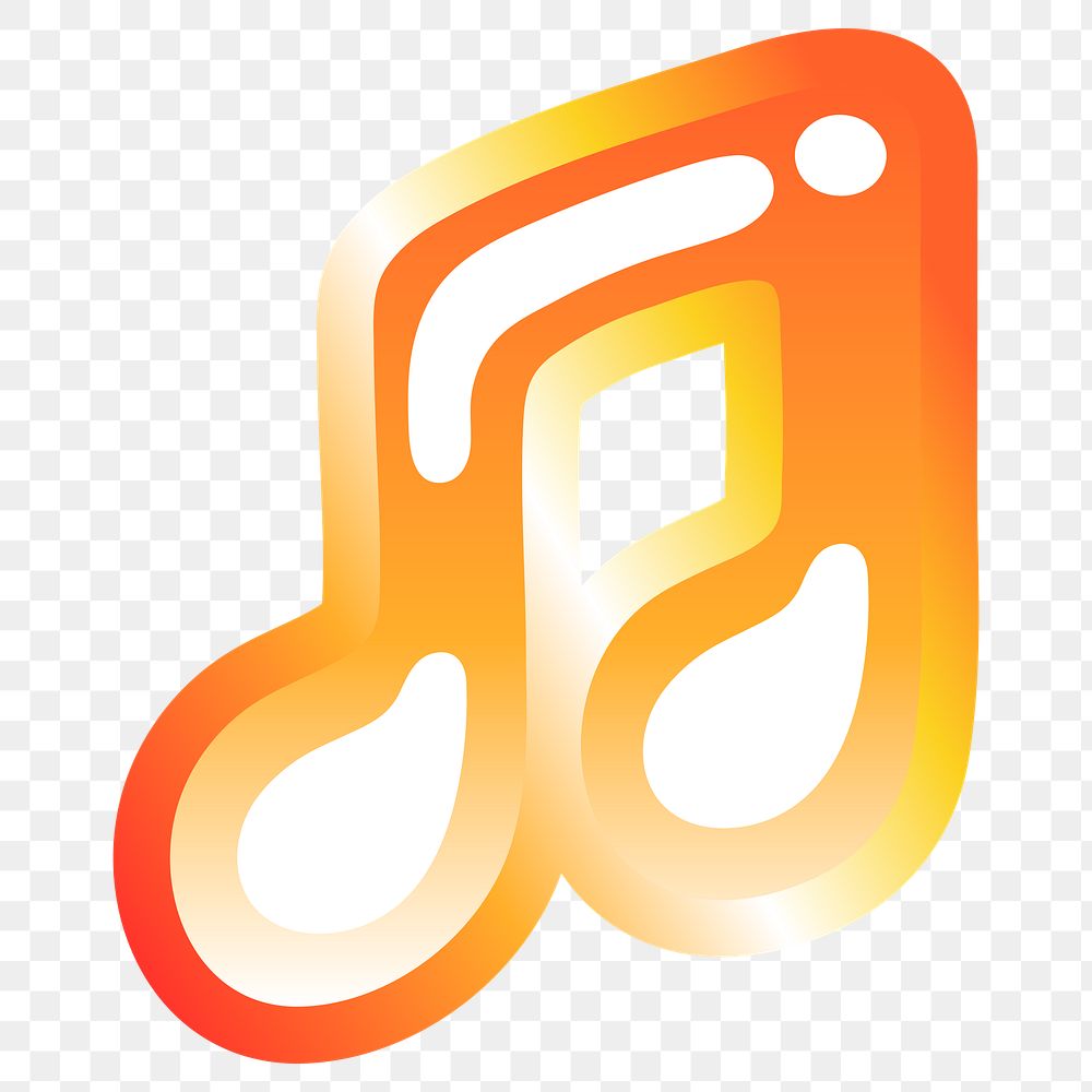 Music note icon png cute funky orange shape, transparent background