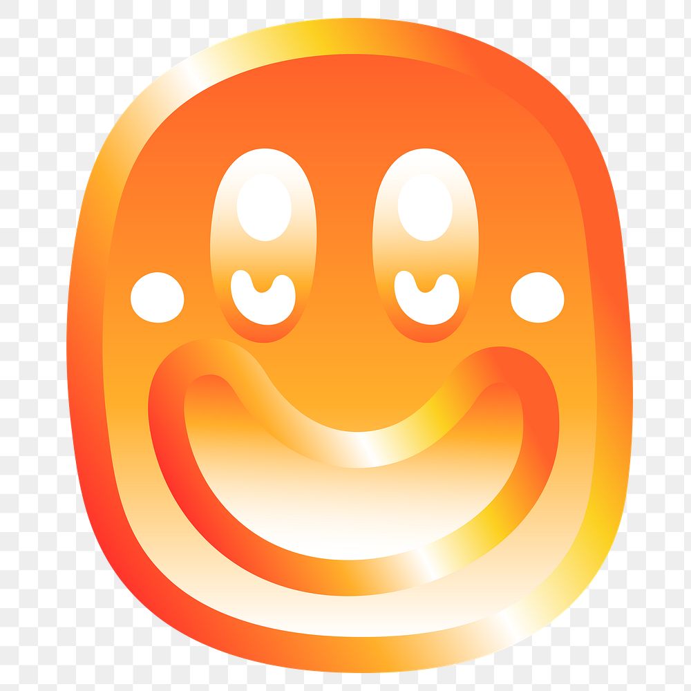 Smiling face icon png cute funky orange shape, transparent background