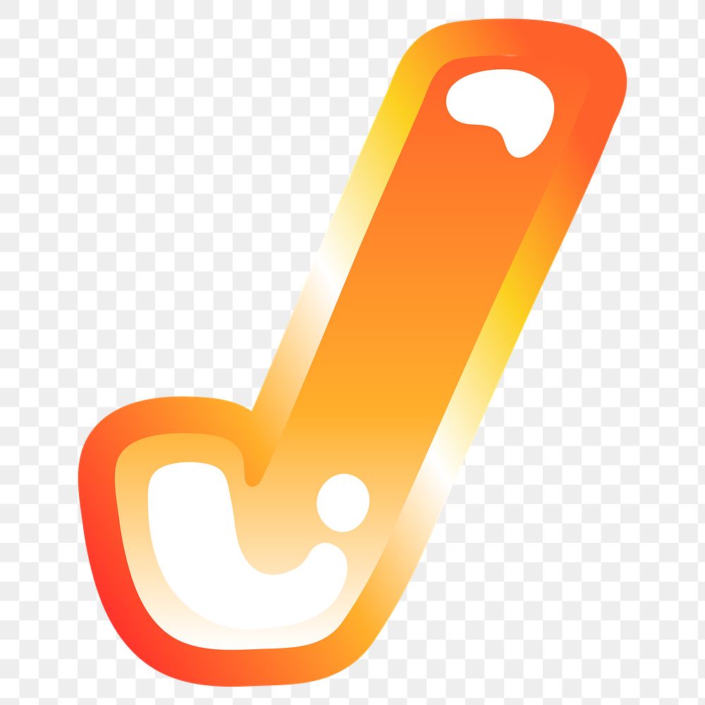 Right mark icon png cute funky orange shape, transparent background