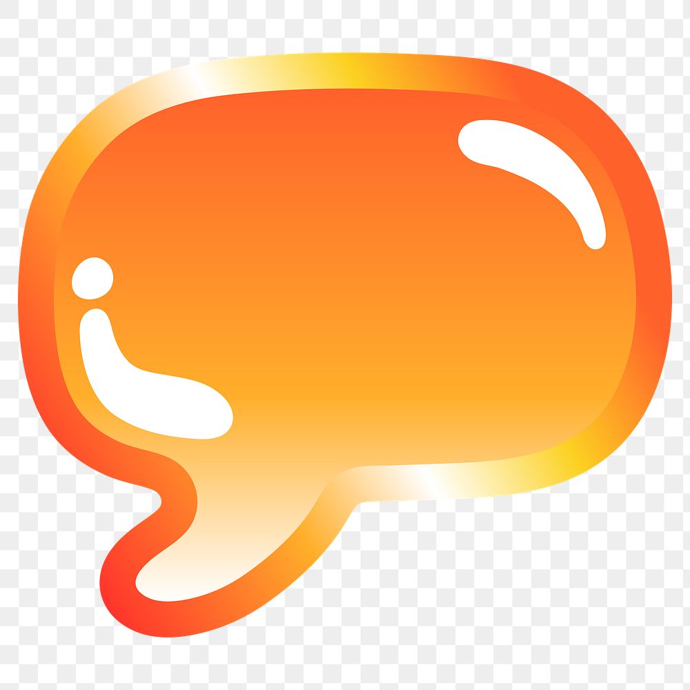 Speech bubble icon png cute funky orange shape, transparent background