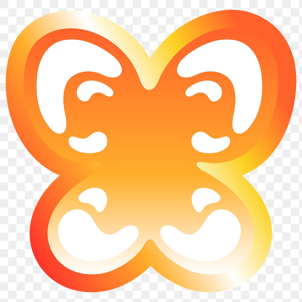 Butterfly icon png cute funky orange shape, transparent background