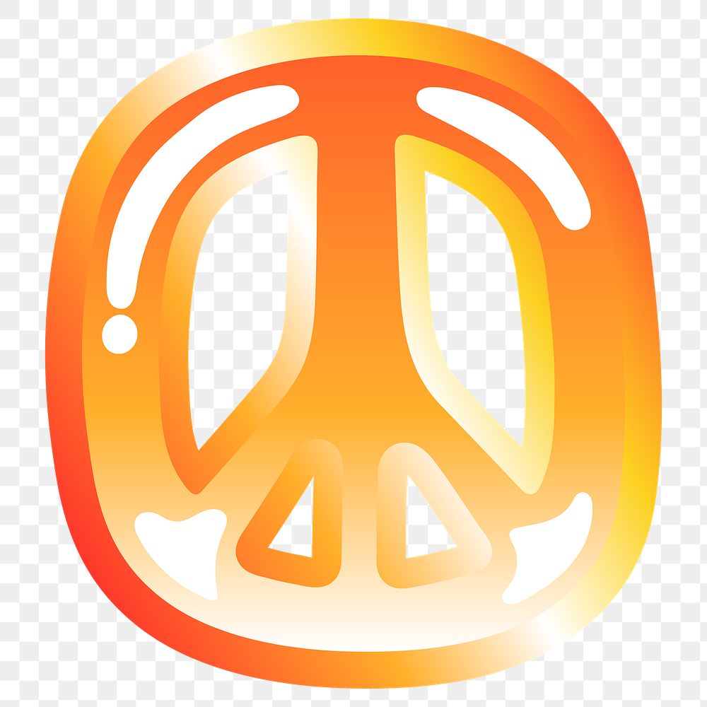 Peace icon png cute funky orange shape, transparent background