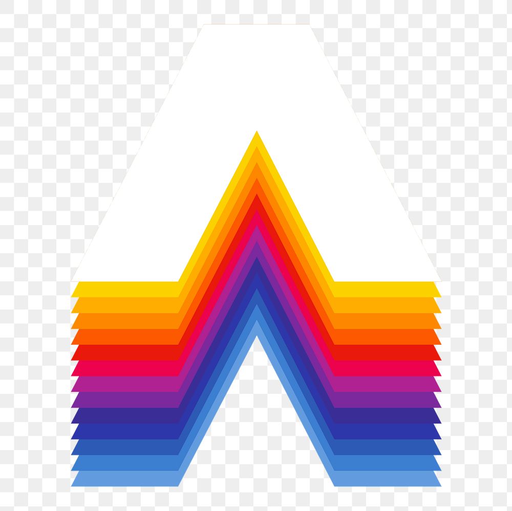 Circumflex  sign png retro colorful layered symbol, transparent background