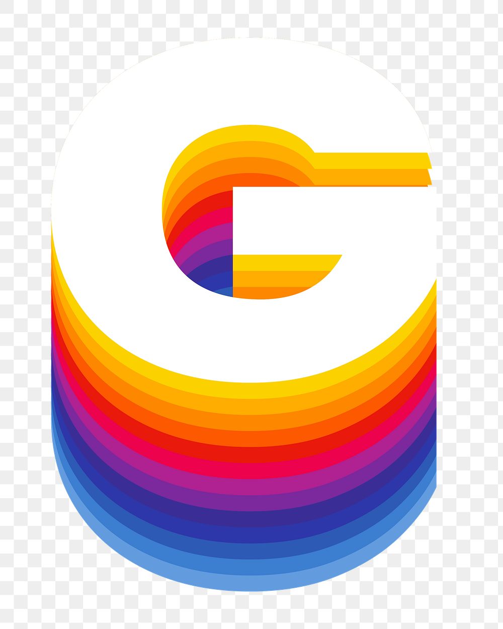 Letter g png retro colorful layered alphabet, transparent background