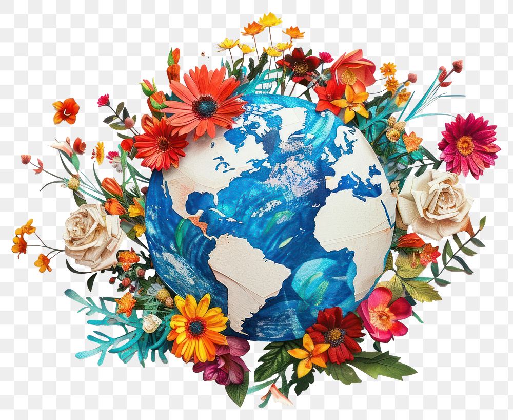 PNG Earth with flowers astronomy graphics universe.