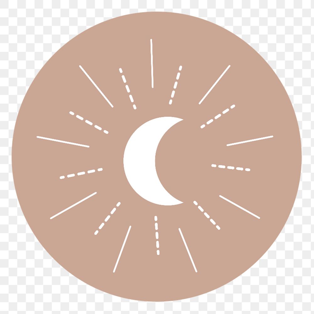 PNG aesthetic crescent moon line art IG story cover template, transparent background