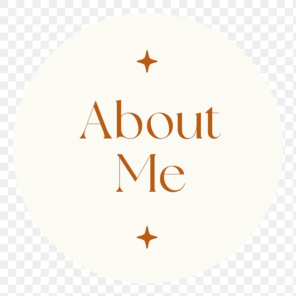 Aesthetic about me png Instagram story highlight cover template, transparent background