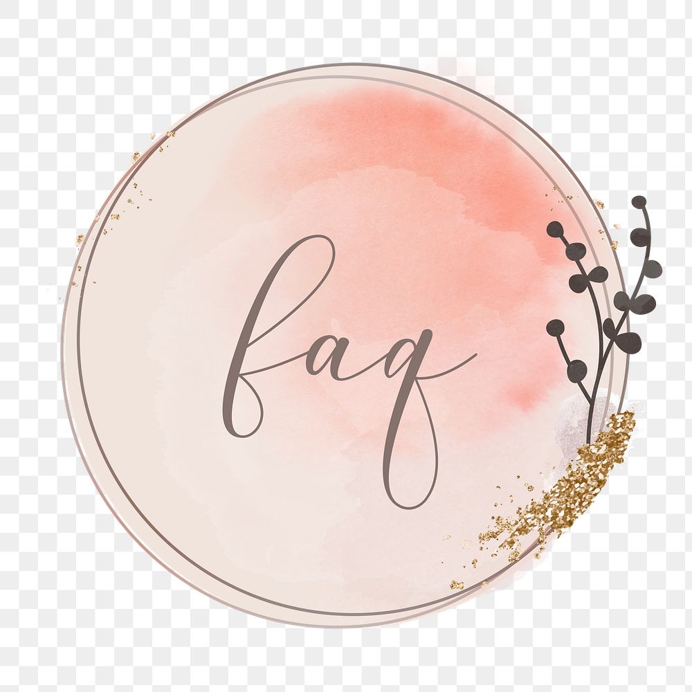 Aesthetic FAQ png pink Instagram story highlight cover template, transparent background