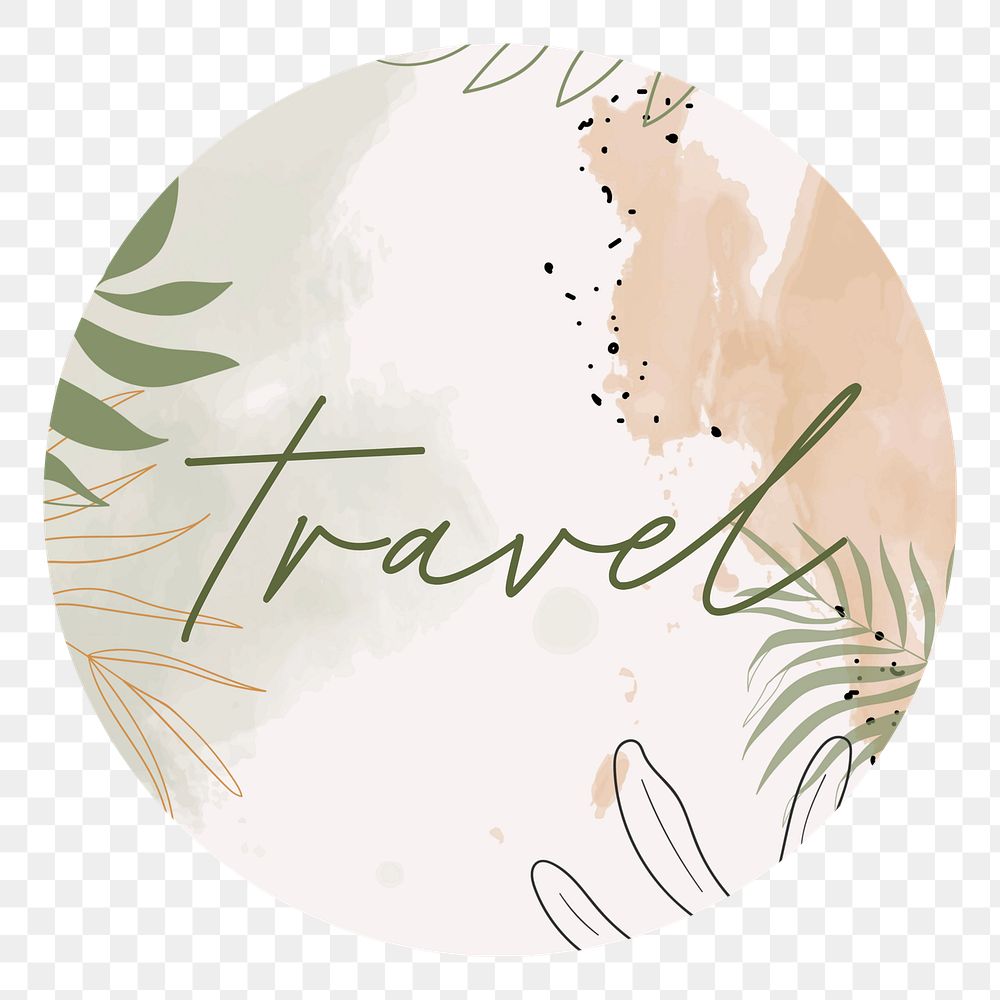 PNG botanical travel Instagram story highlight cover, transparent background
