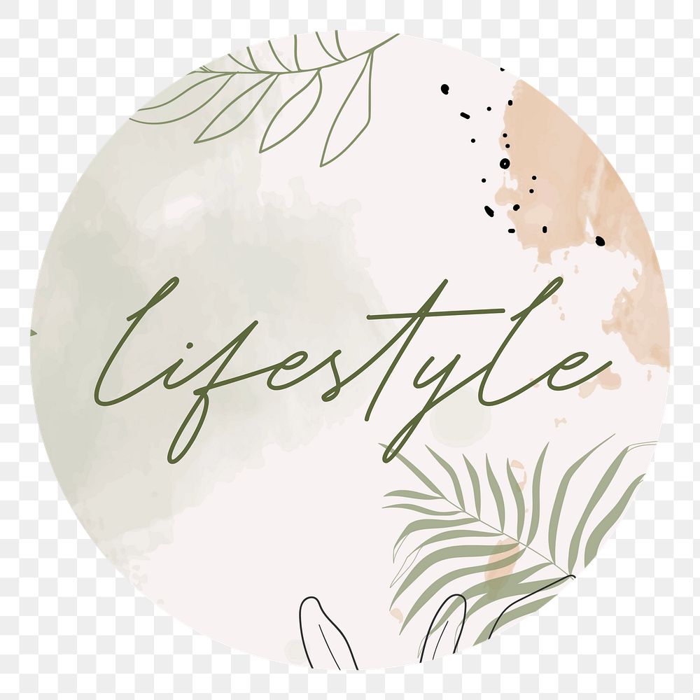 PNG botanical lifestyle Instagram story highlight cover, transparent background