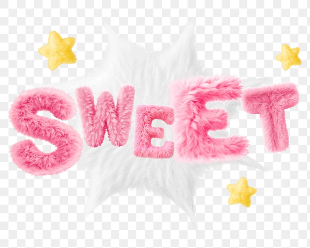 Sweet word sticker png element, editable  fluffy pink font design