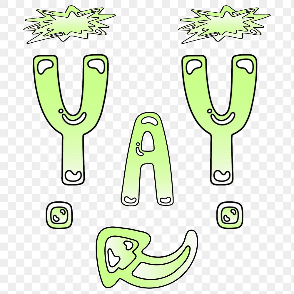 Yay word sticker png element, editable  green doodle design