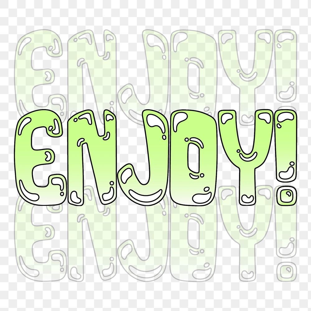 Enjoy word sticker png element, editable  green doodle design