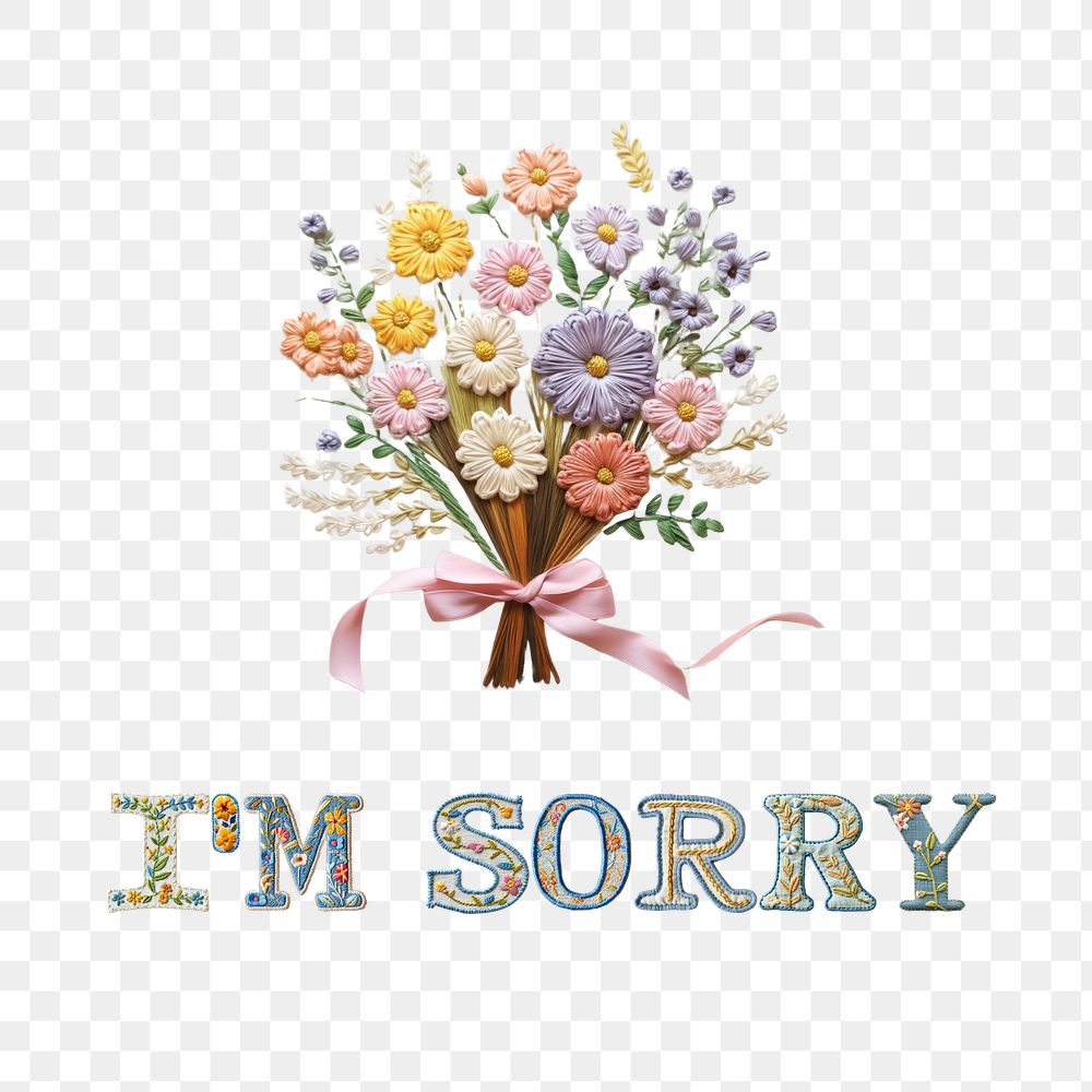 I'm sorry word png embroidery | Premium PNG - rawpixel