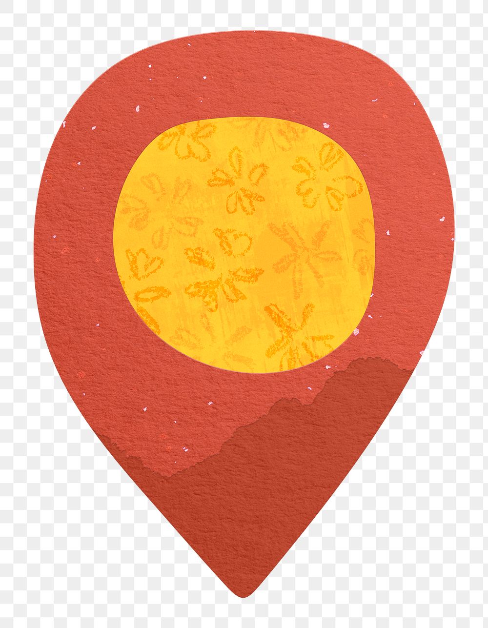 Location pin png cute paper cut icon, transparent background