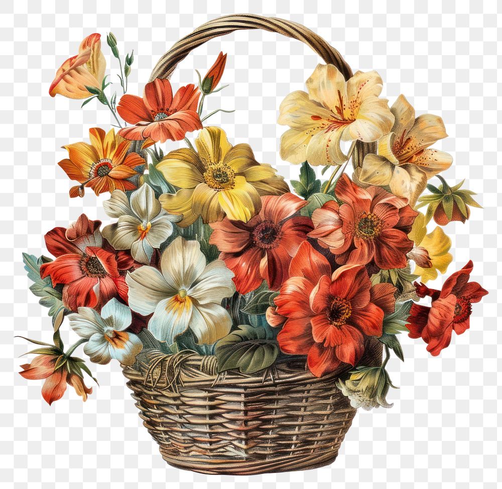 PNG Vibrant floral basket illustration