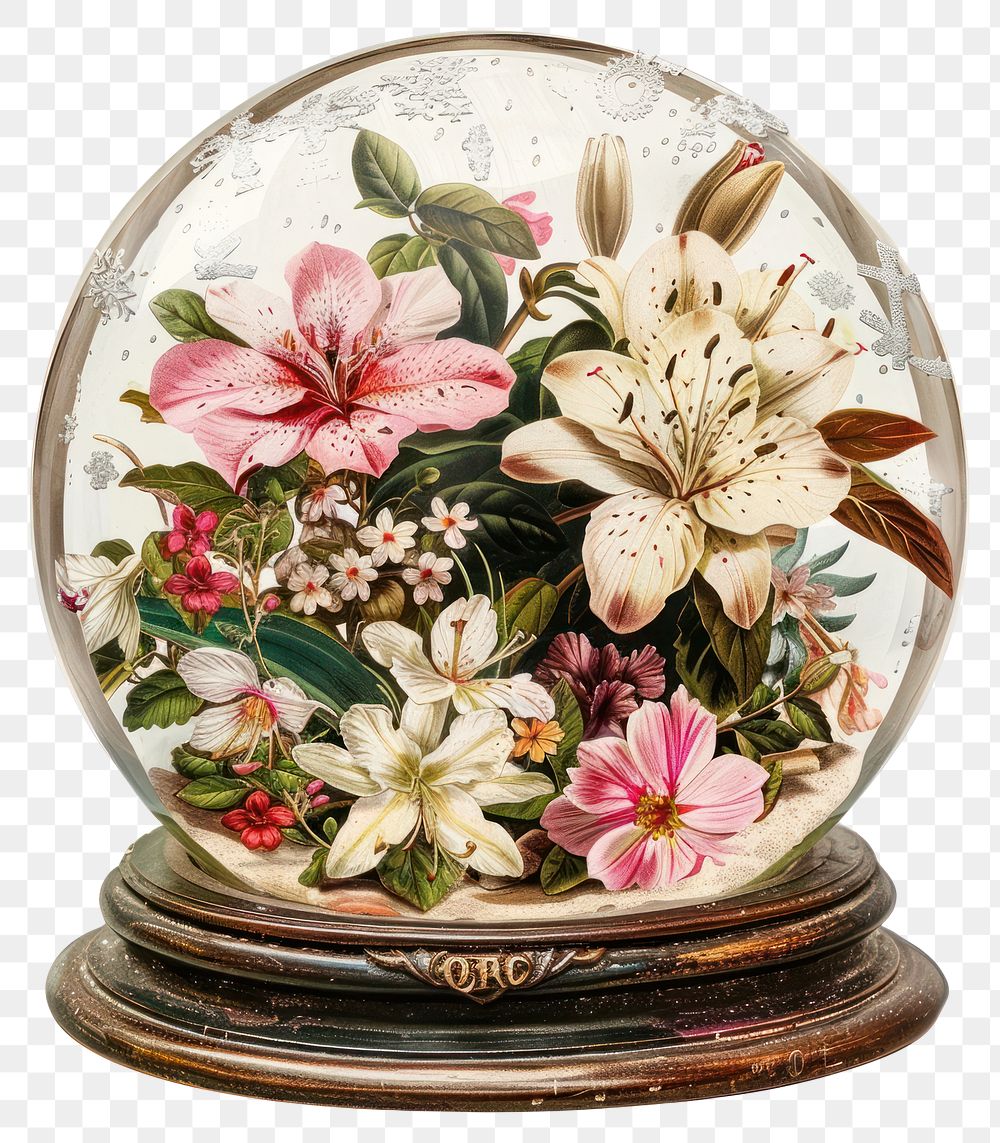 PNG Elegant floral glass globe