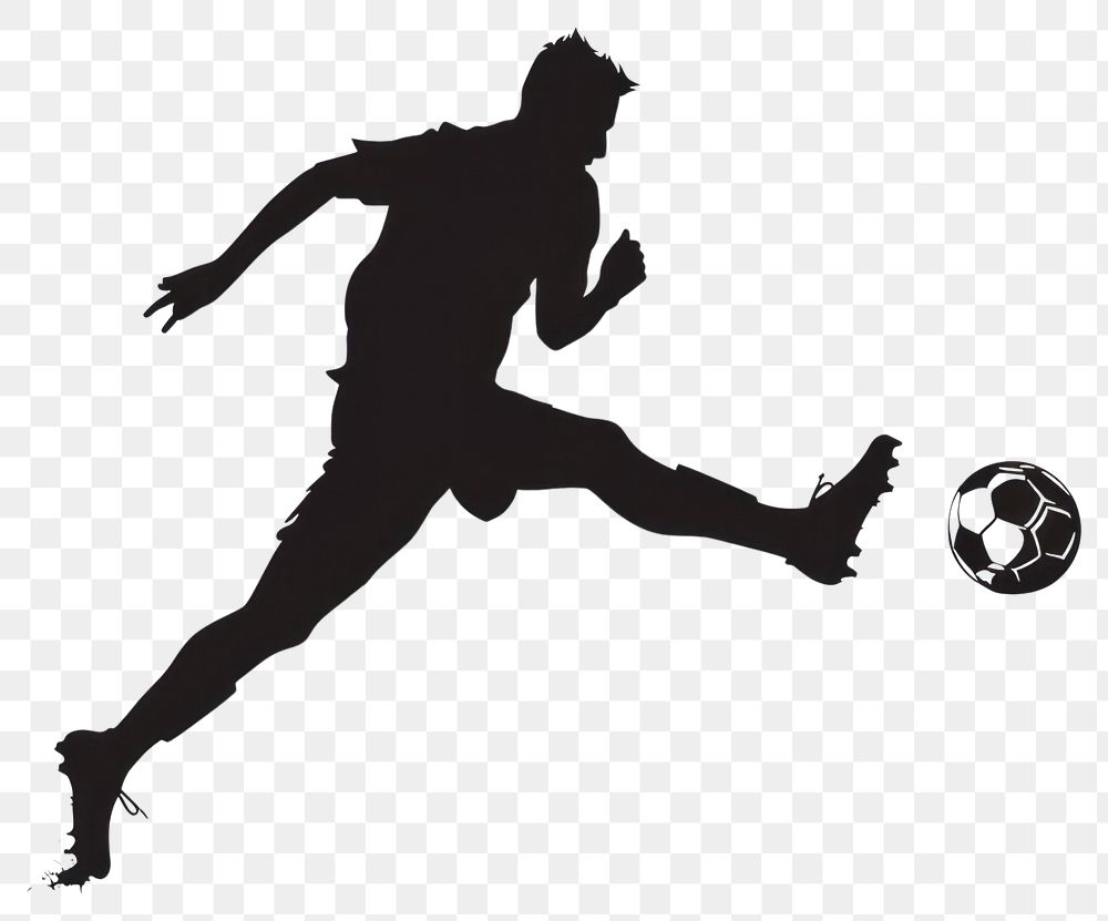 PNG Dynamic soccer player silhouette kicking