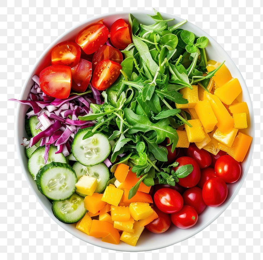 PNG Colorful fresh vegetable salad bowl