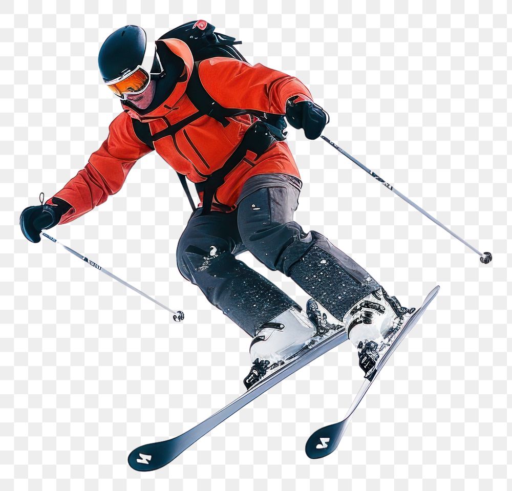 PNG Dynamic skier descending snowy slope