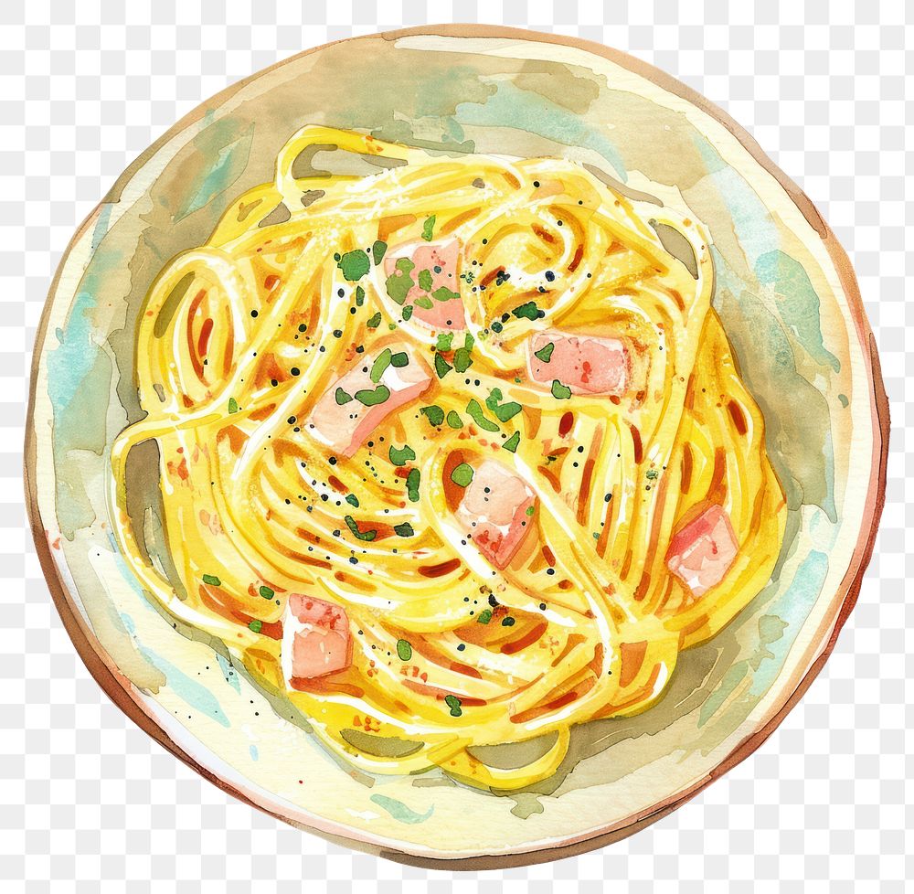 PNG Delicious pasta watercolor illustration