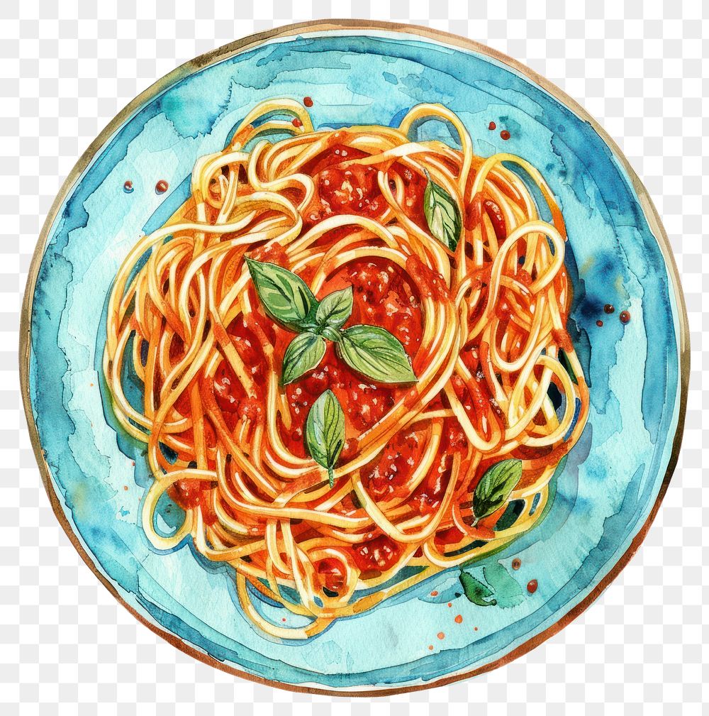 PNG Delicious spaghetti watercolor illustration