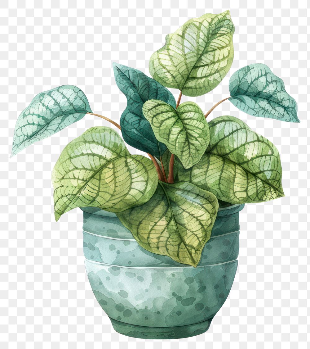PNG Fittonia leaf in the pot planter pottery blossom.