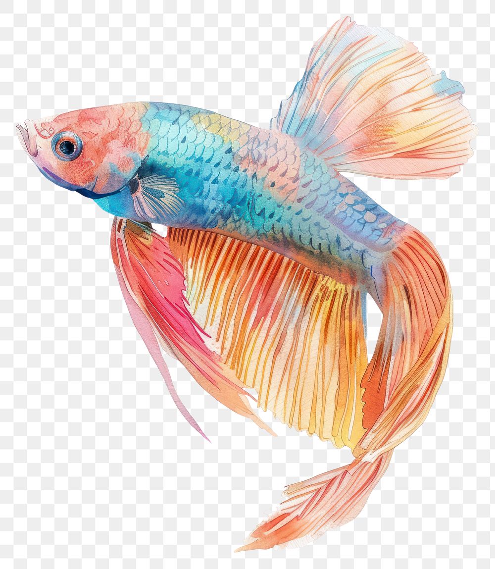 PNG Colorful betta fish watercolor illustration