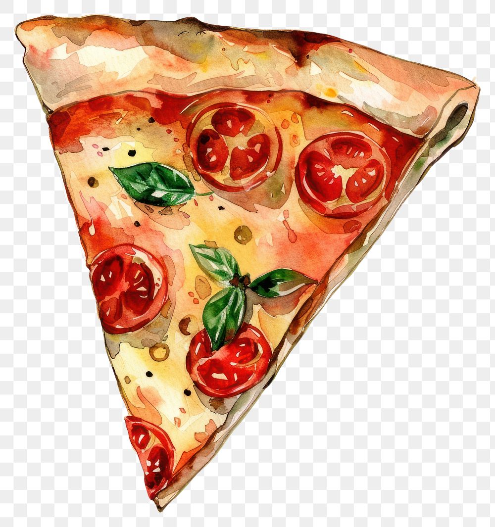 PNG Watercolor pizza slice illustration