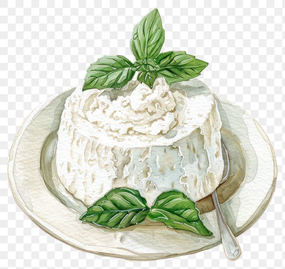 PNG Fresh ricotta cheese with basil