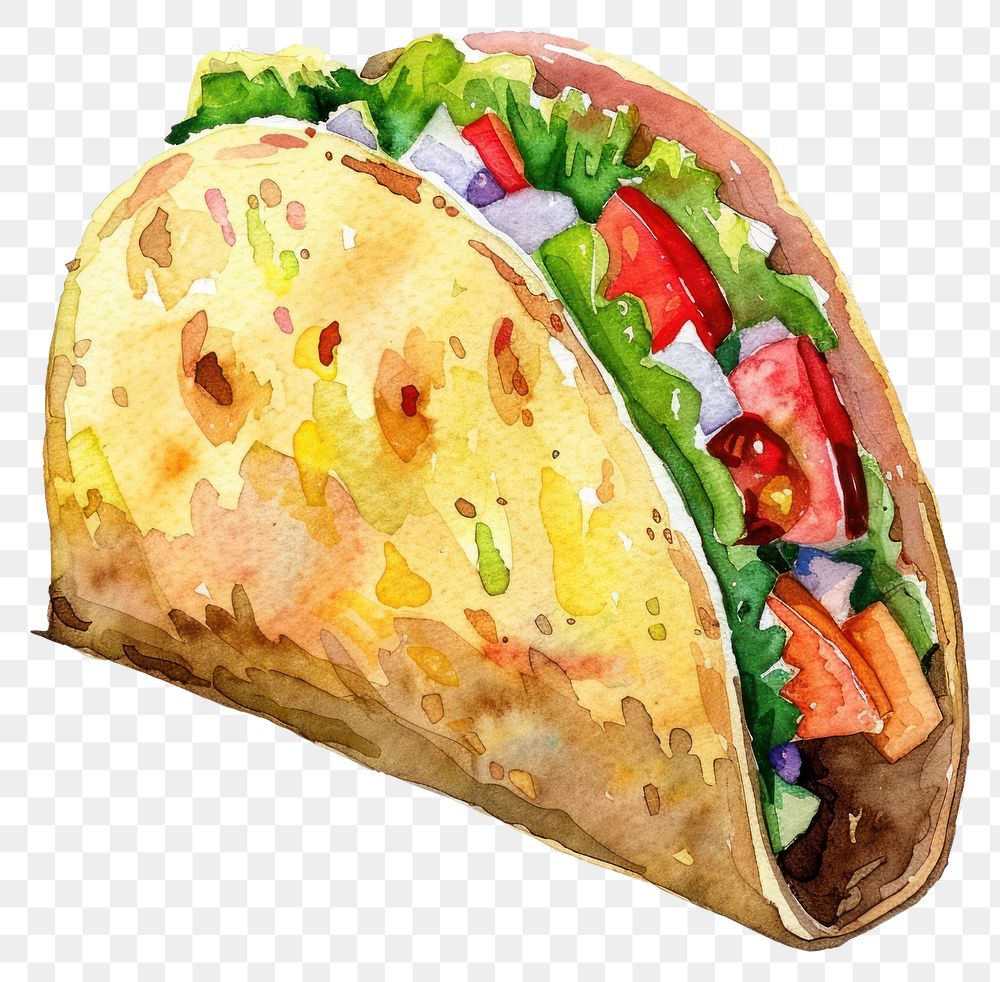 PNG Colorful watercolor taco illustration