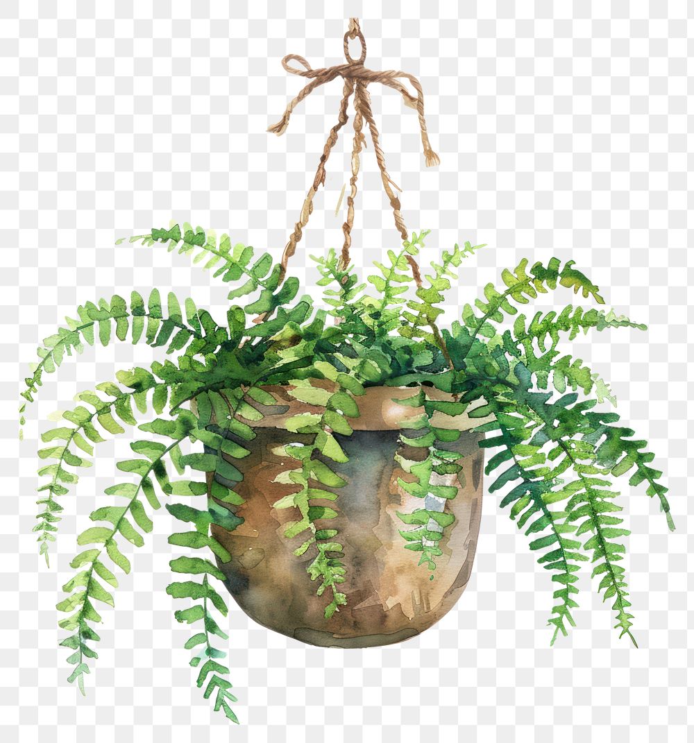 PNG Fern in the hanging pot plant potted plant.