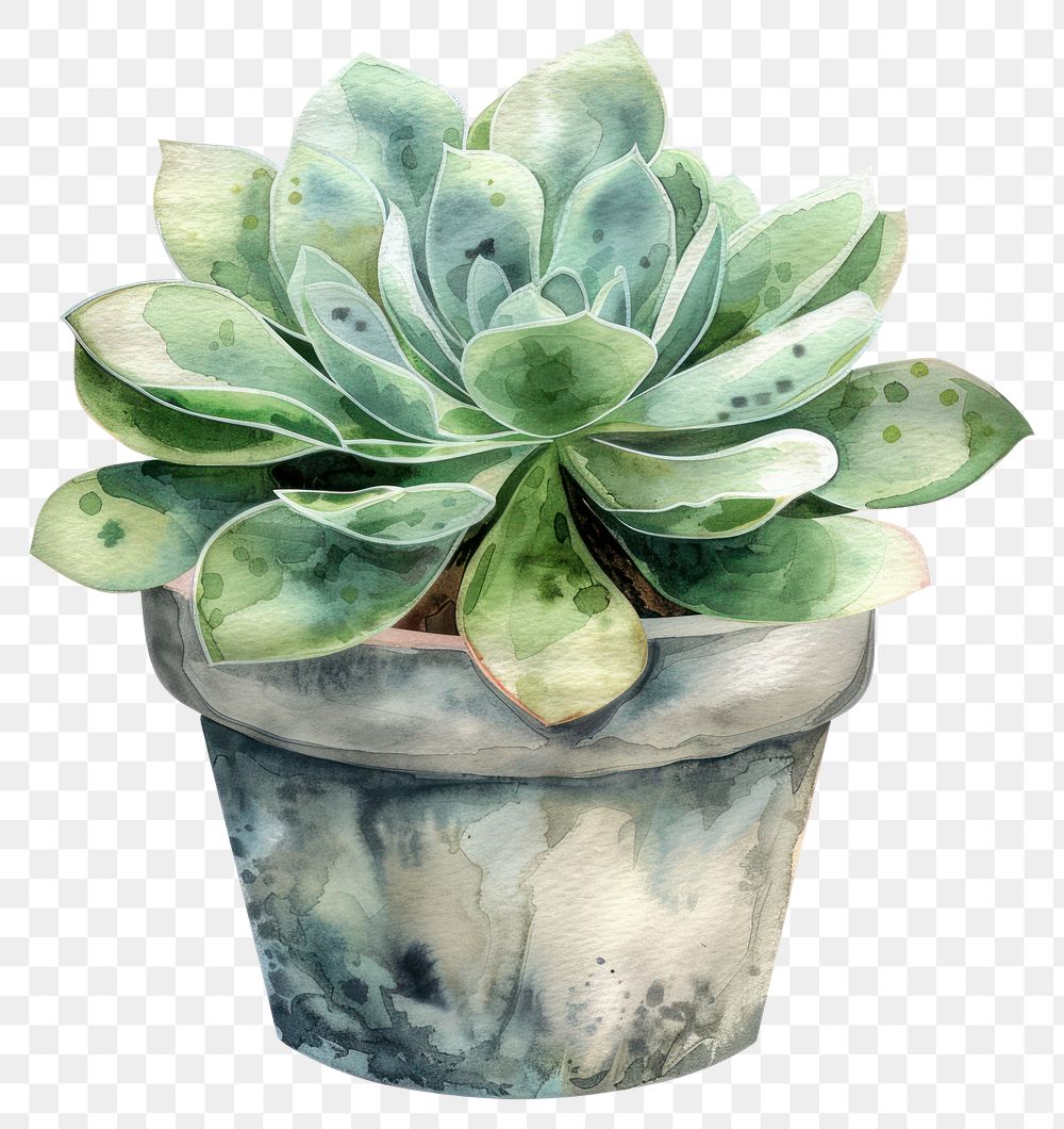 PNG Succulent in the pot planter pottery vase.