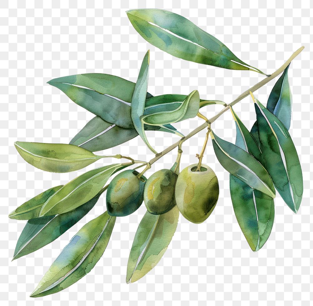 PNG Olive leaf with olives annonaceae produce herbal.