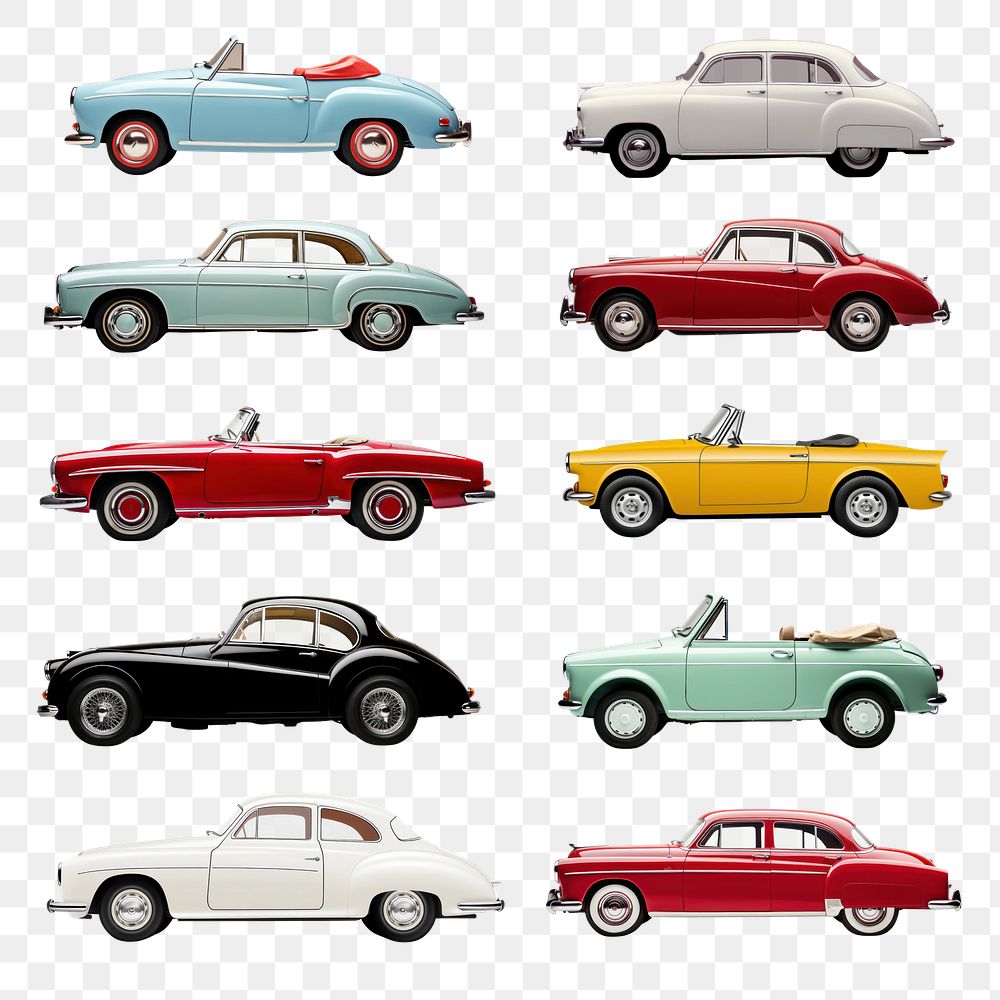 Classic car png element set, transparent background