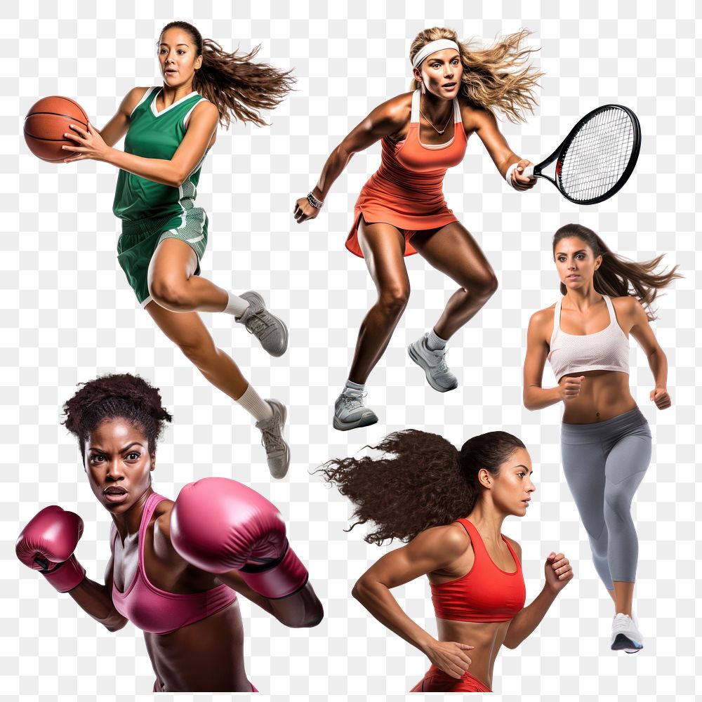 PNG Sportive women set, transparent background