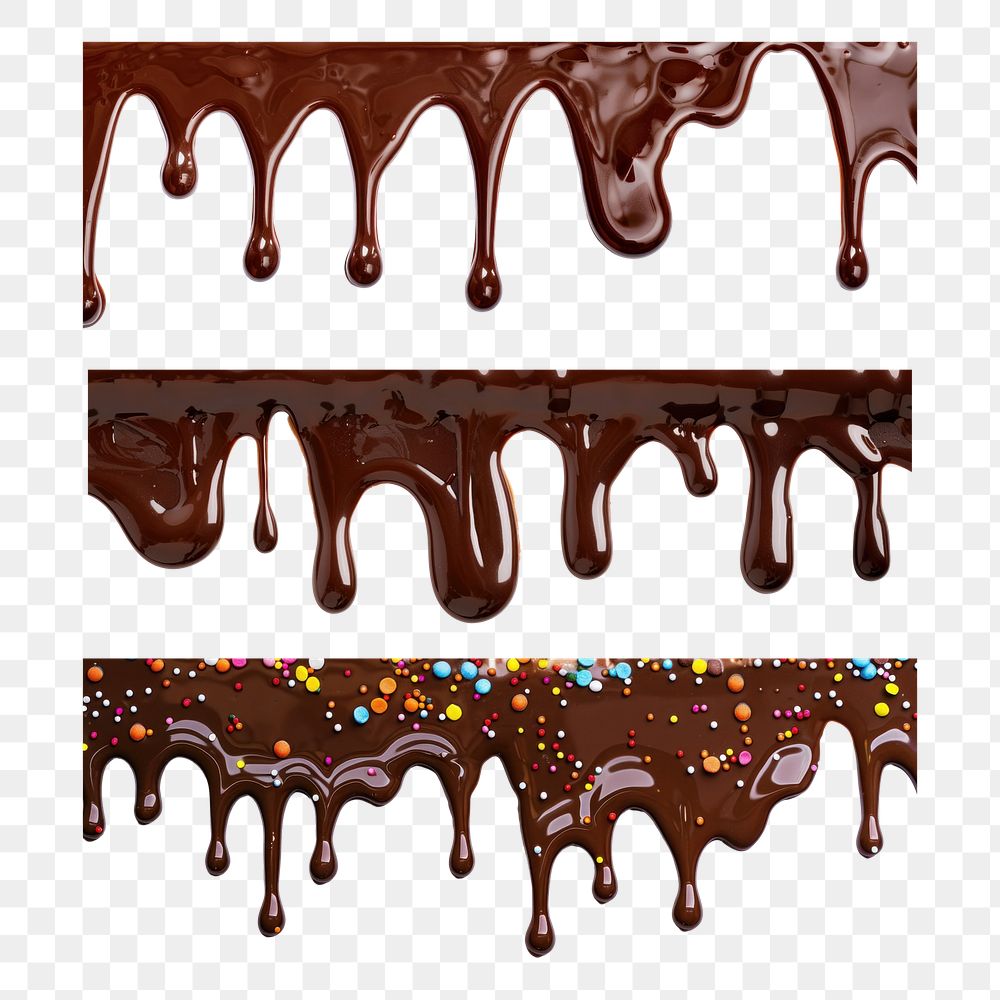 PNG melting chocolate border set, transparent background