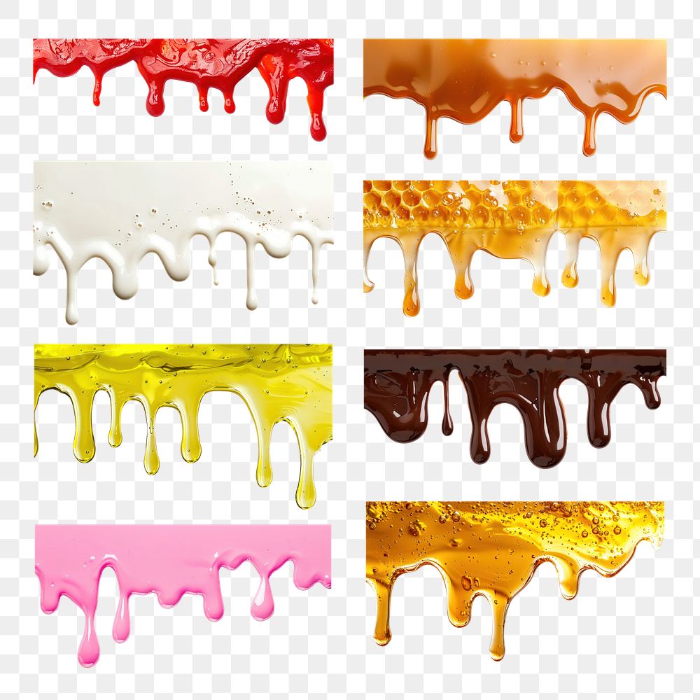 PNG melting food border set, transparent background