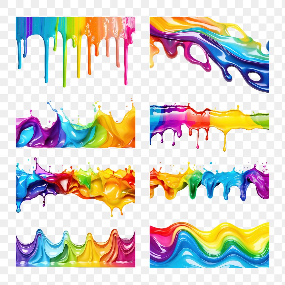 PNG melting color border set, | Premium PNG - rawpixel