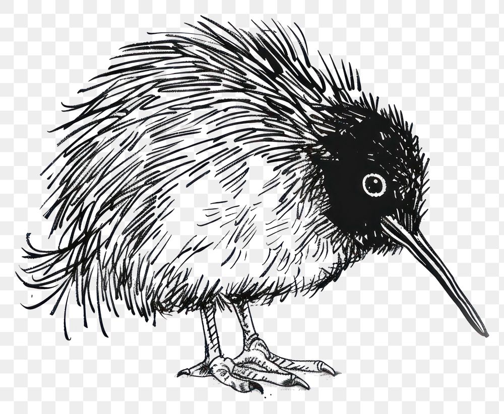 PNG Detailed kiwi bird illustration.