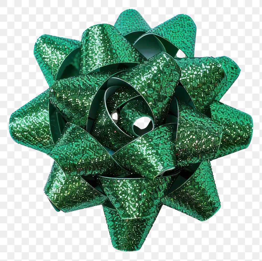 PNG Sparkling green gift bow