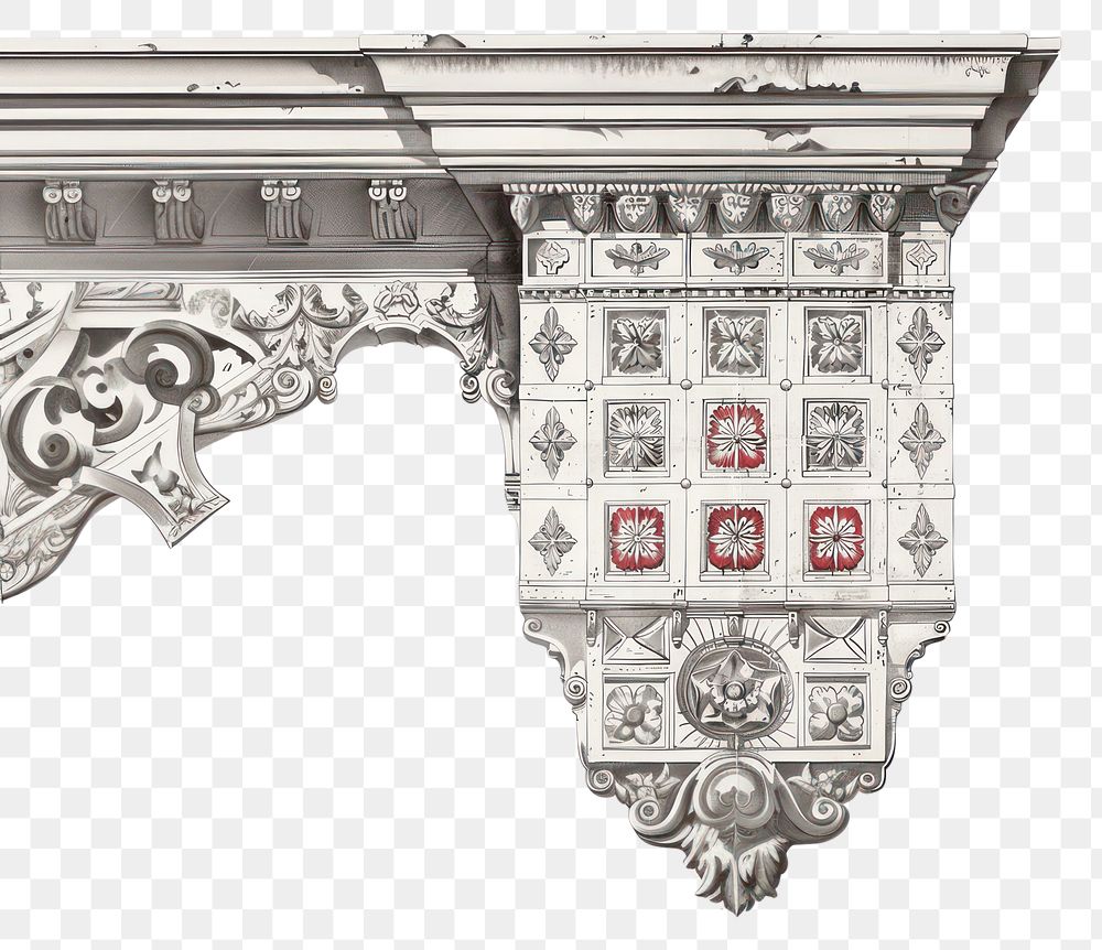 PNG Ornate architectural detail illustration