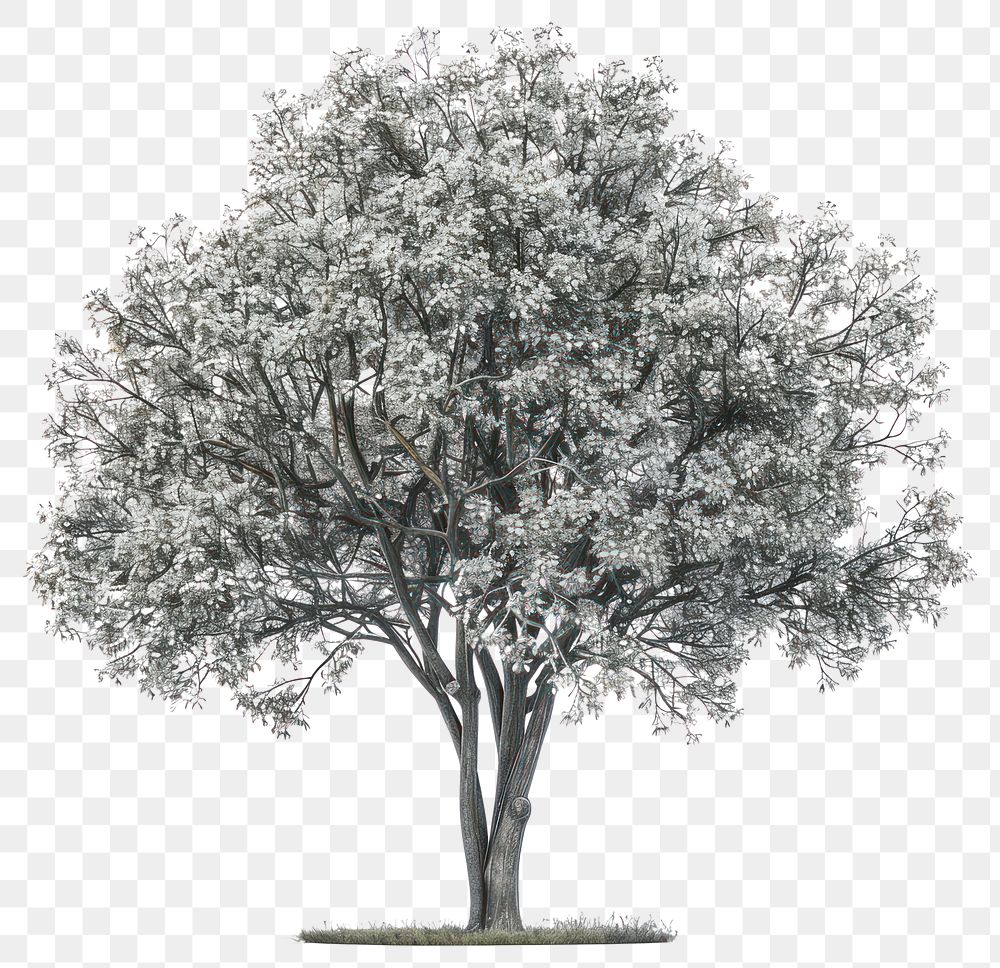 PNG Blooming tree with white flowers