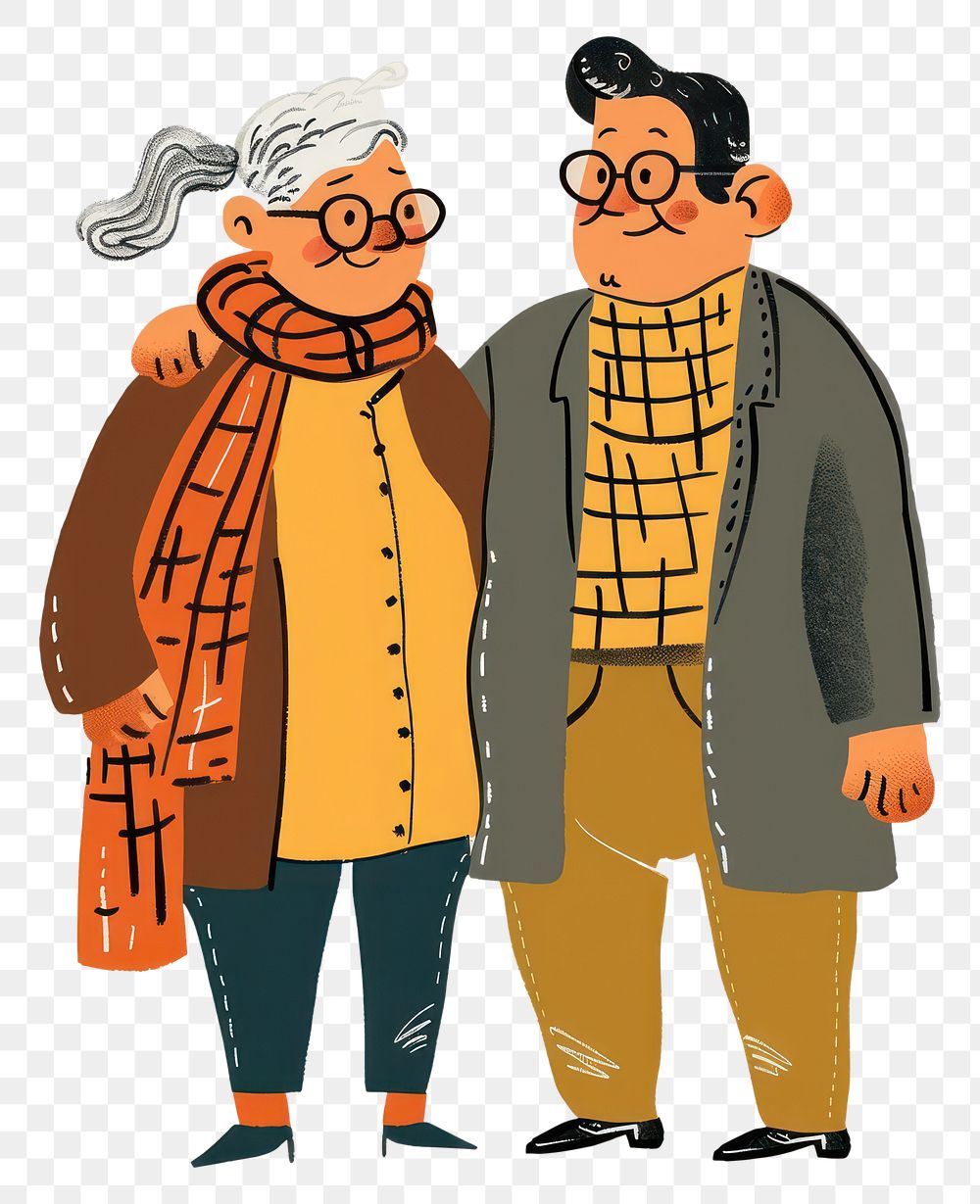 PNG Elderly couple warm clothing