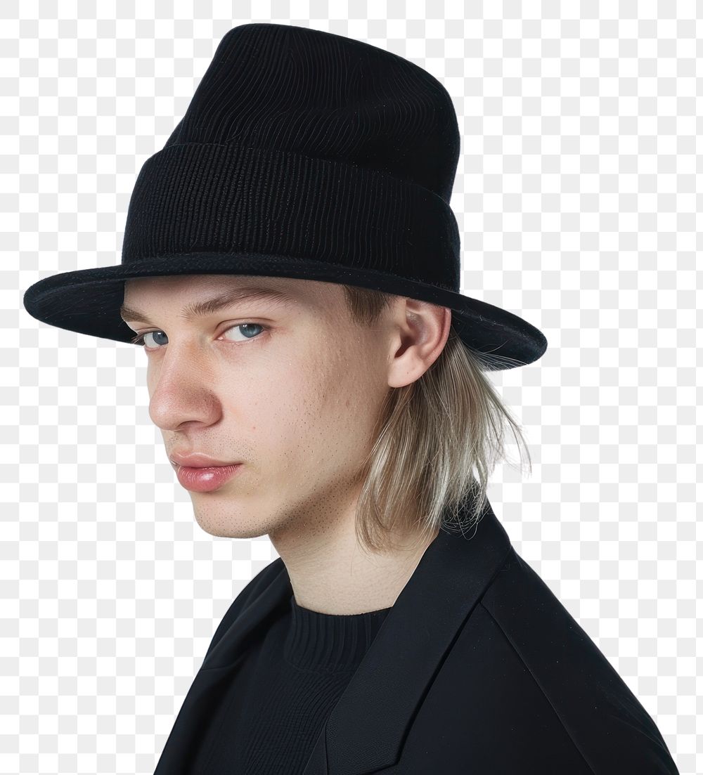 PNG Stylish young man black hat