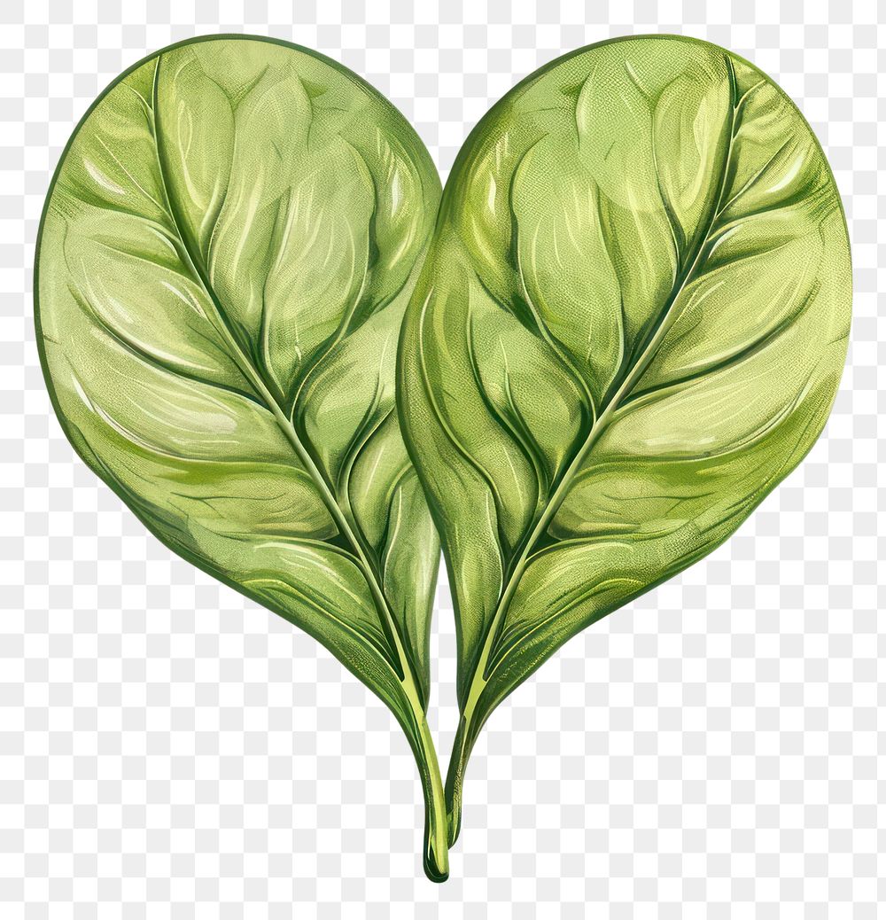 PNG Heart-shaped green leaf illustration