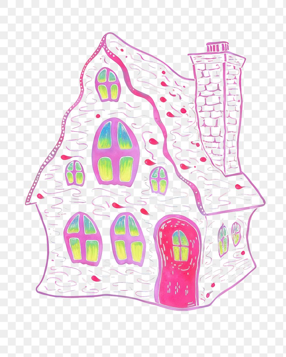 Whimsical colorful haunted house