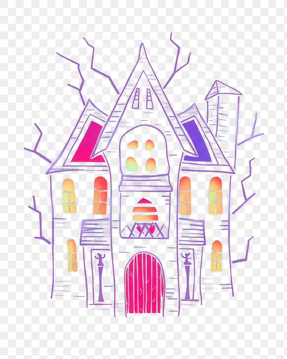 Colorful haunted house illustration | Premium PNG - rawpixel