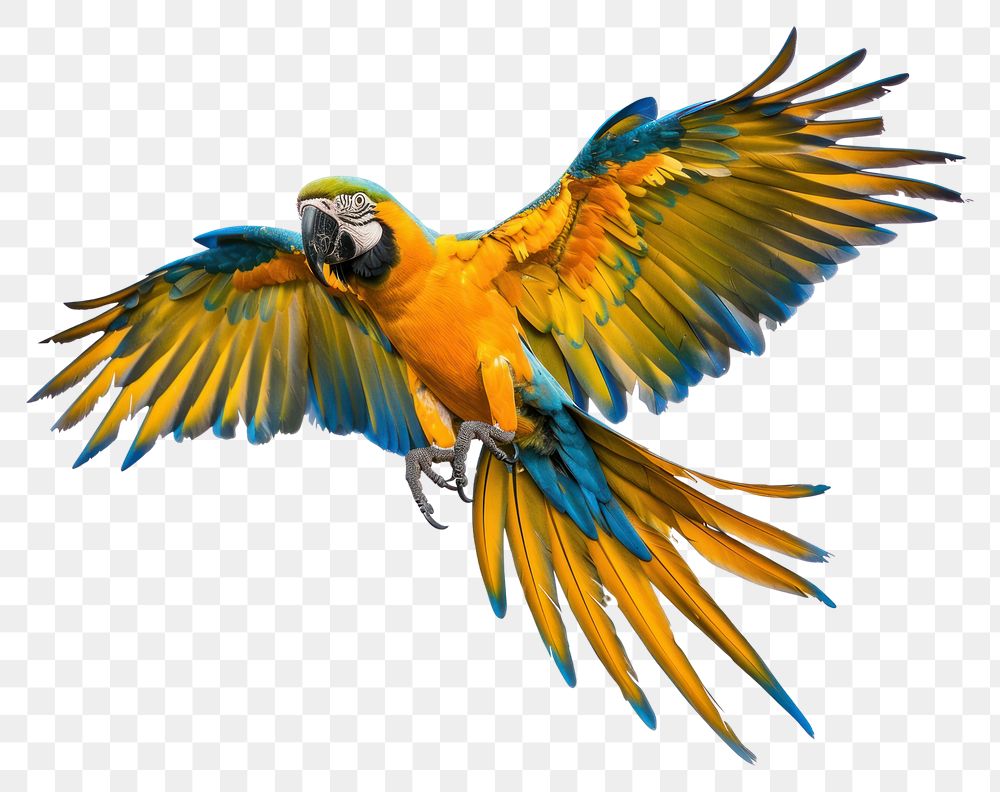 PNG Colorful macaw parrot in flight